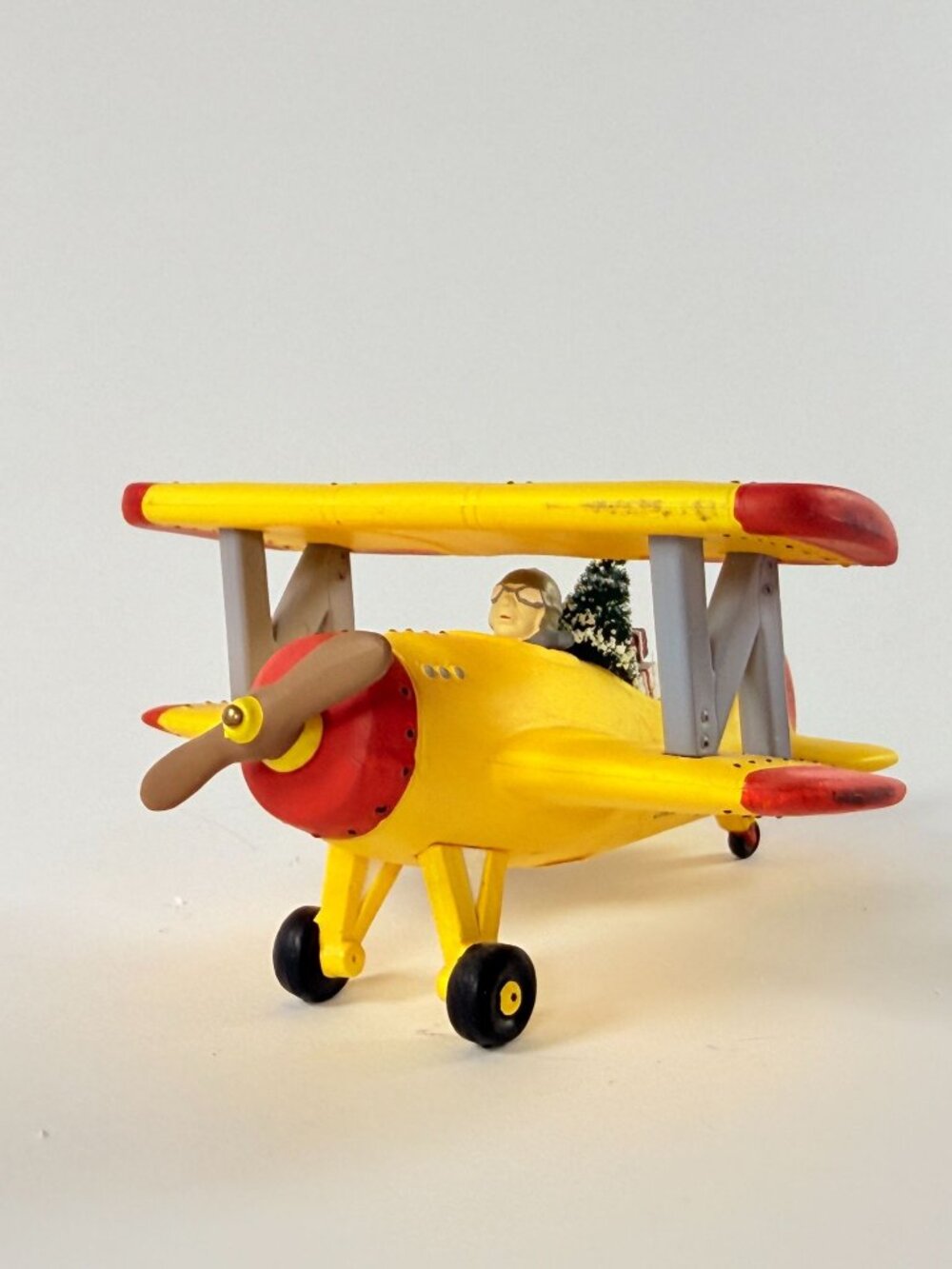 Vintage 1990's Dept 56 Snow Village Yellow Airplane Spirit of Snow Village